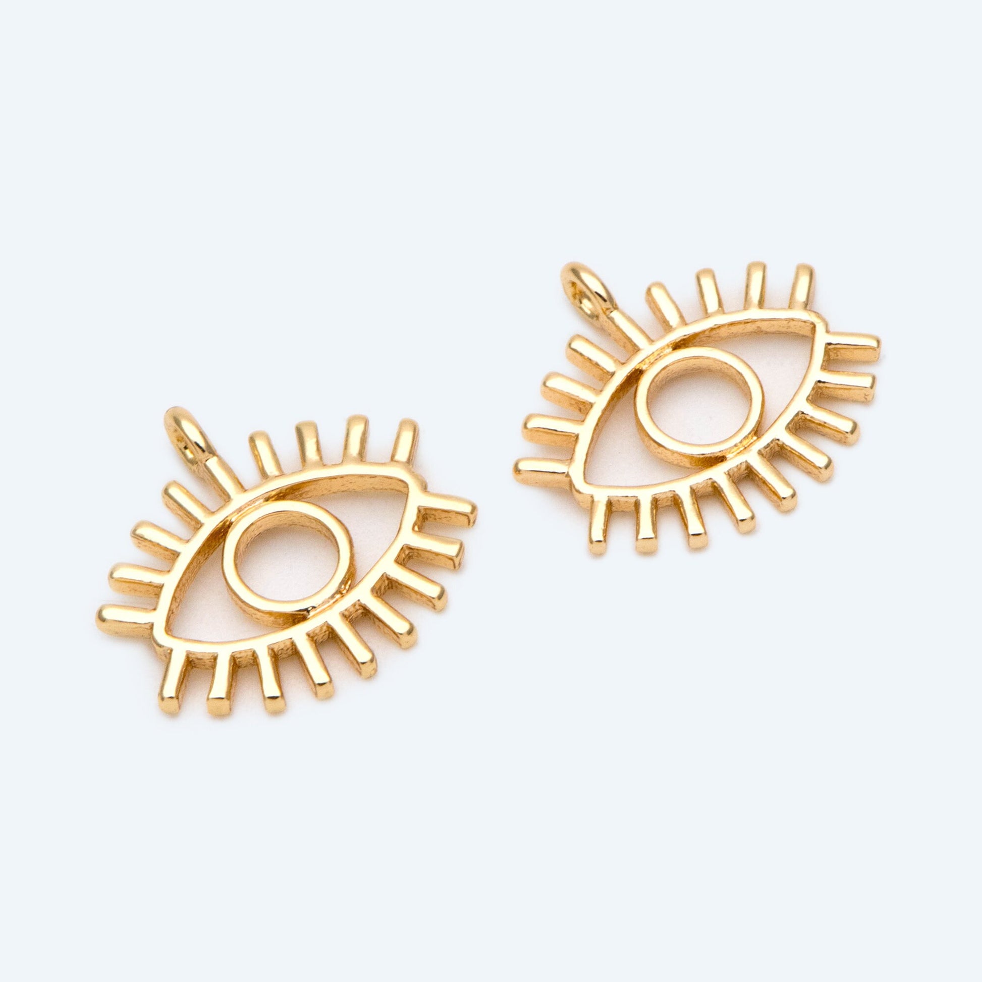 4pcs Evil Eye Charm, Real Gold plated Brass Eye Charms, Eye Pendants (GB-1819-K)