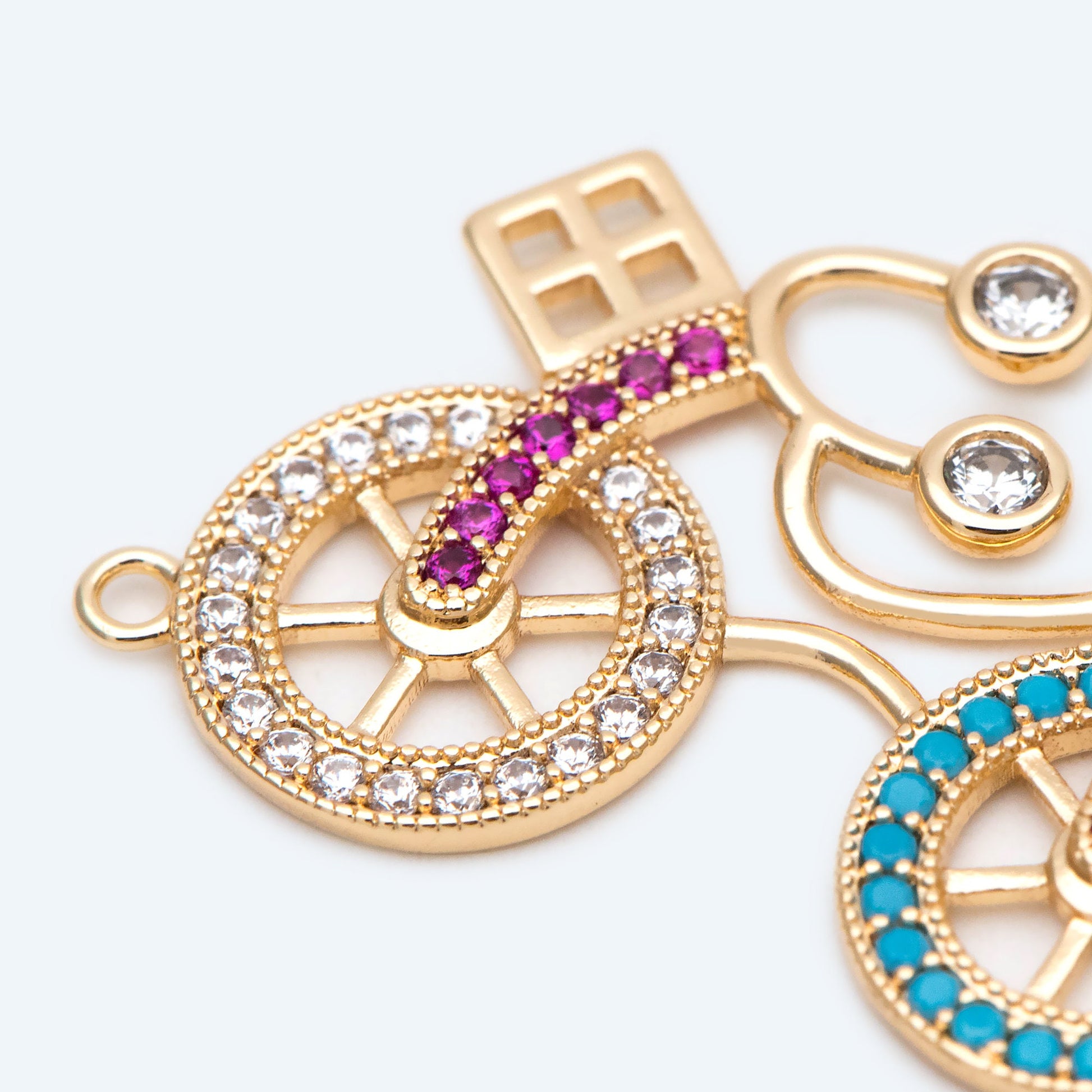 4pcs Gold Bicycle Connectors, Bicycle pendant, Jewelry Findings, Wholesale Supplies (GB-2582)