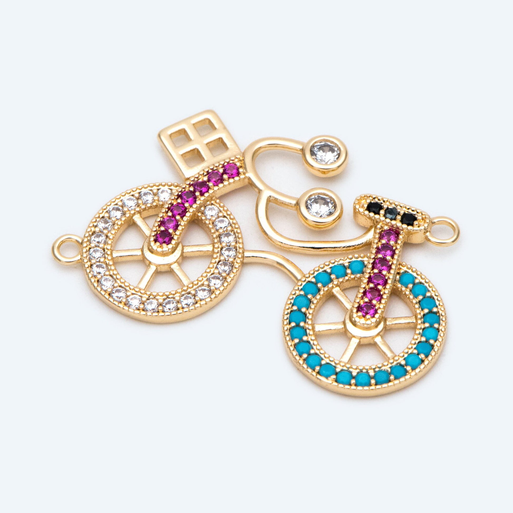 4pcs Gold Bicycle Connectors, Bicycle pendant, Jewelry Findings, Wholesale Supplies (GB-2582)