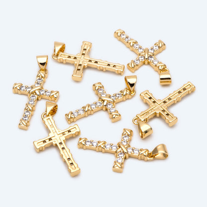4pcs Cubic Cross Pendant, CZ Pendant, Jesus Pendant, Earrings pendant, Bracelet Charm, Necklace Pendant (GB-2288-J)