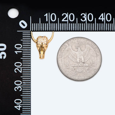 4pcs CZ Pave Gold OX Head Charm, Real Gold plated Brass, Jewelry Supply (GB-3616-C)