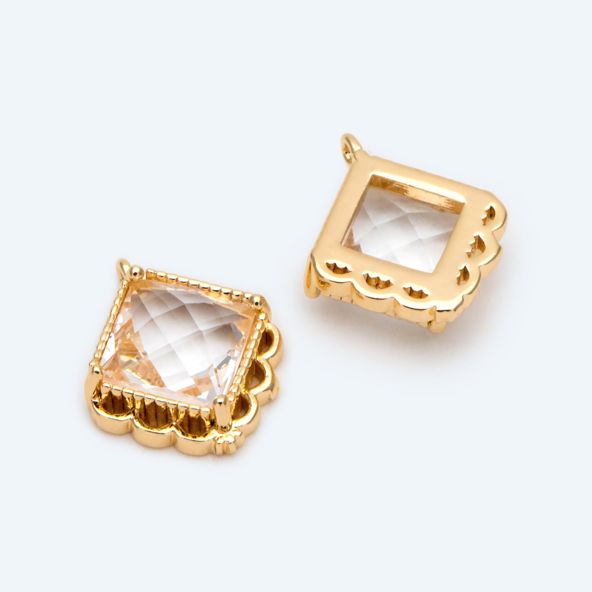 4pcs Gold Square Charm, Earring Findings, Jewelry Making, Diy Material, Jewelry Supplies (GB-2598-A)