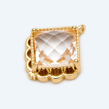 4pcs Gold Square Charm, Earring Findings, Jewelry Making, Diy Material, Jewelry Supplies (GB-2598-A)