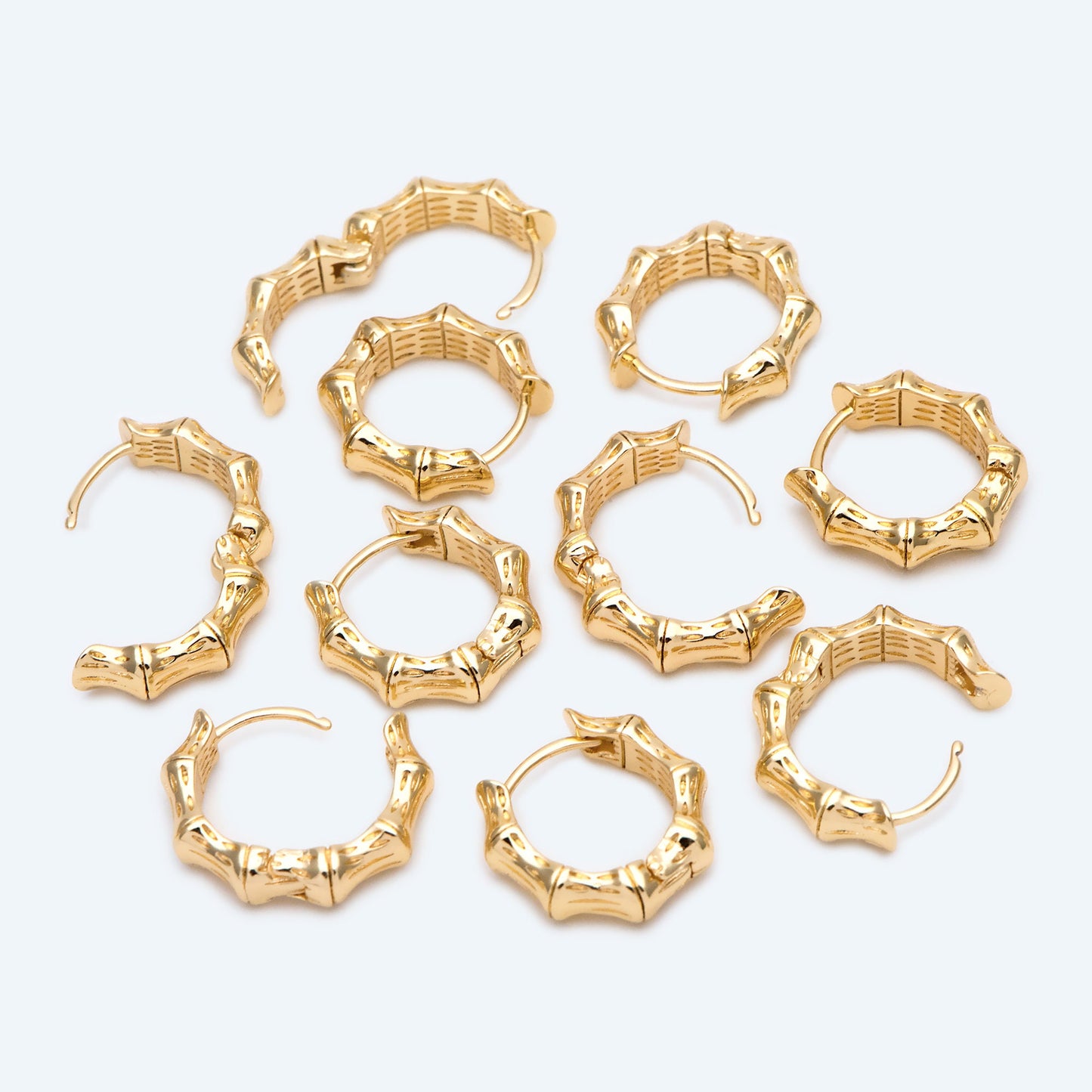 10pcs Gold Bamboo earrings, Bamboo hoop, Gold Hoops (GB-2604)