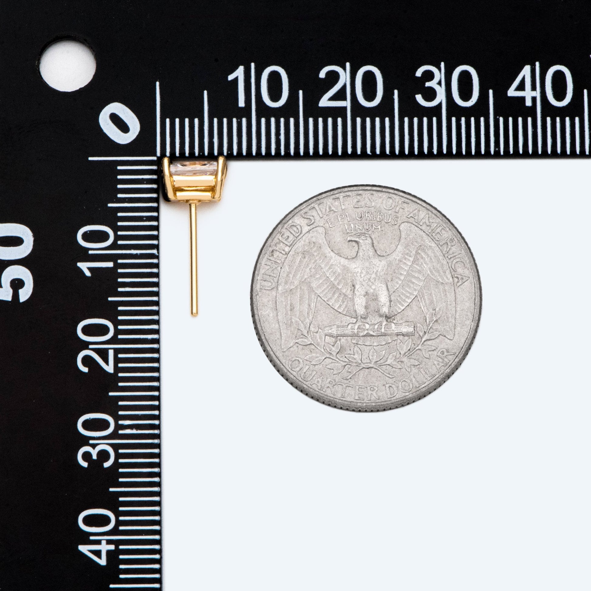 10pcs CZ Pave Rectangle Earring Studs, 18K Gold/ Rhodium plated Brass Ear Posts, Geometric Earring Findings (#GB-2618-C)