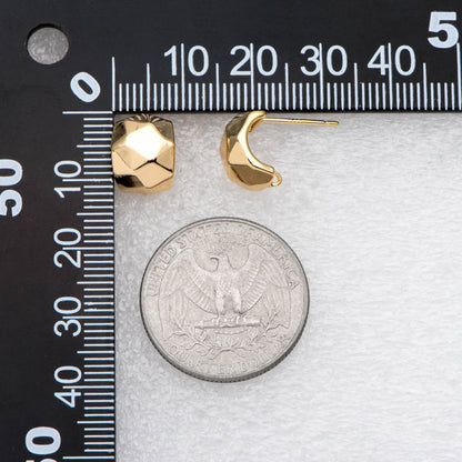 10pcs Gold Faceted Ear Post with Loop, Gold plated Brass, Geometric Stud Earrings (GB-2623)