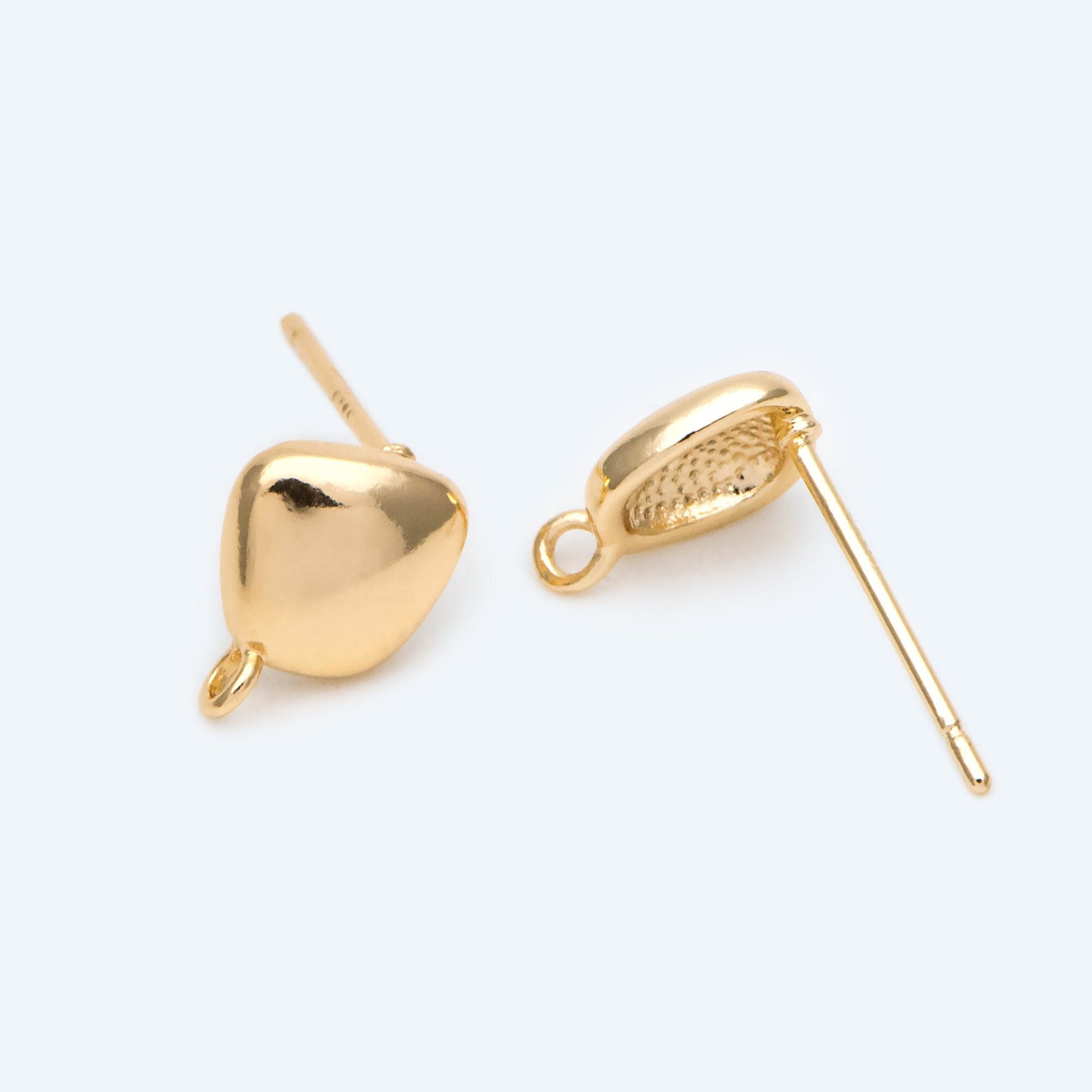 10pcs Gold Irregular Earring with Loop, Real Gold Plated Brass Geometric Earring Studs (GB-2608)