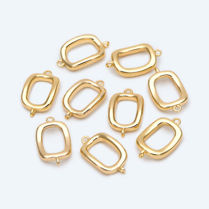 10pcs Gold Rectangle Link Charms, Real Gold plated Brass Geometric Connector Pendants (GB-2611)