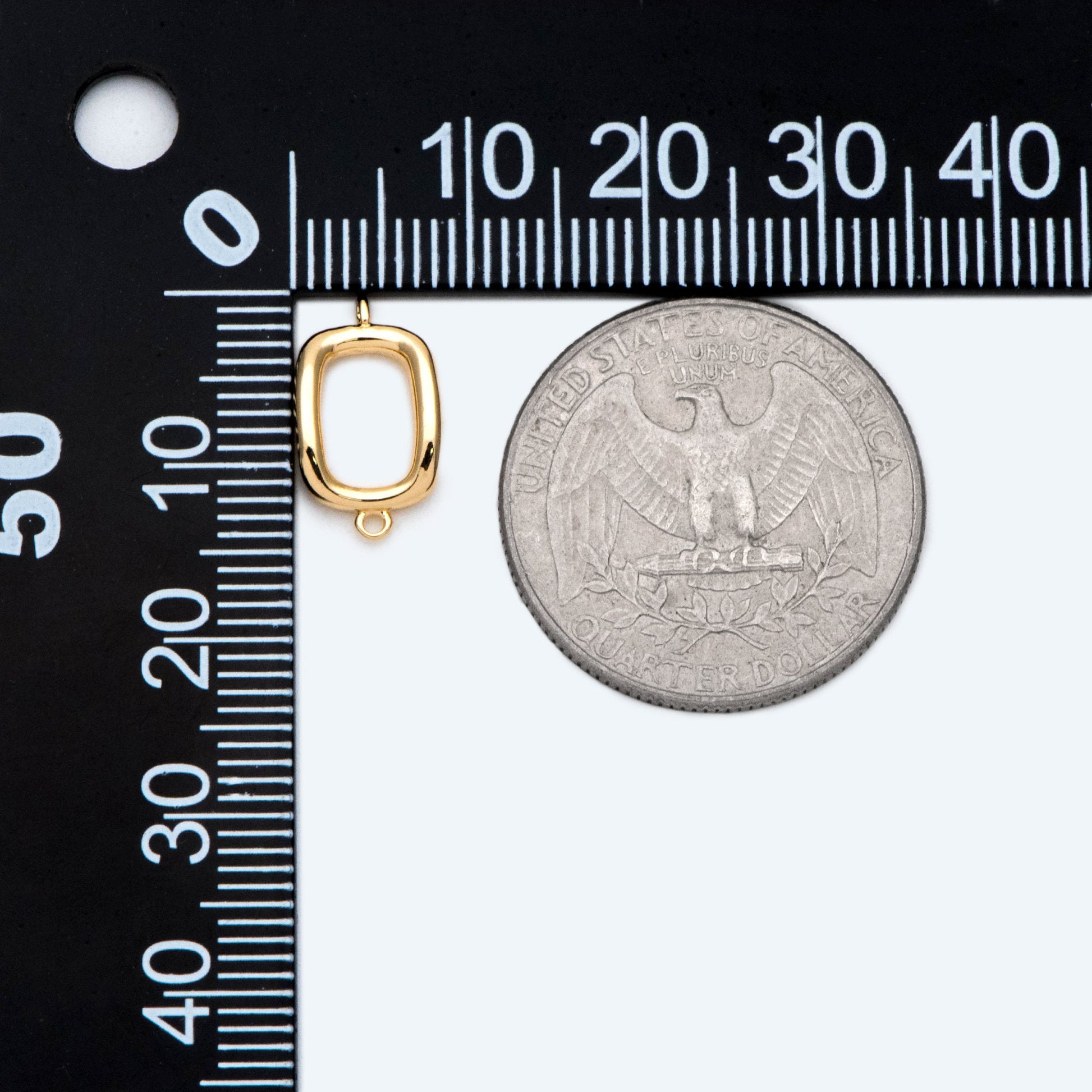 10pcs Gold Rectangle Link Charms, Real Gold plated Brass Geometric Connector Pendants (GB-2611)