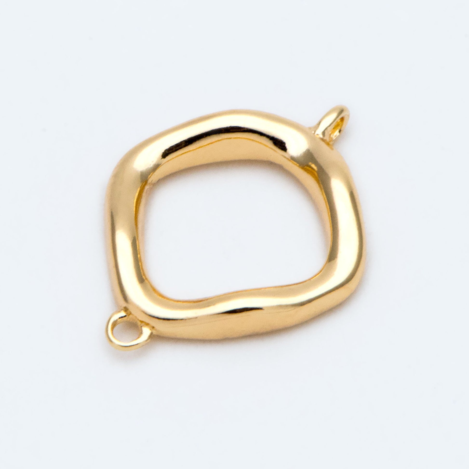 10pcs Gold Square Link Charms, Real Gold plated Brass Geometric Connector Pendants (GB-2615)