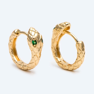 4pcs Snake Hoop Earrings, Gold Huggie Earrings 16mm, Snake Huggie Hoops (GB-2629)