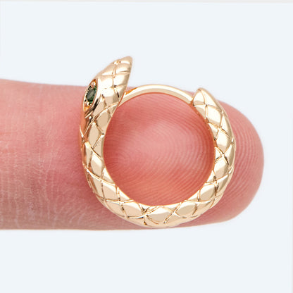 4pcs Snake Hoop Earrings, Gold Huggie Earrings 16mm, Snake Huggie Hoops (GB-2629)