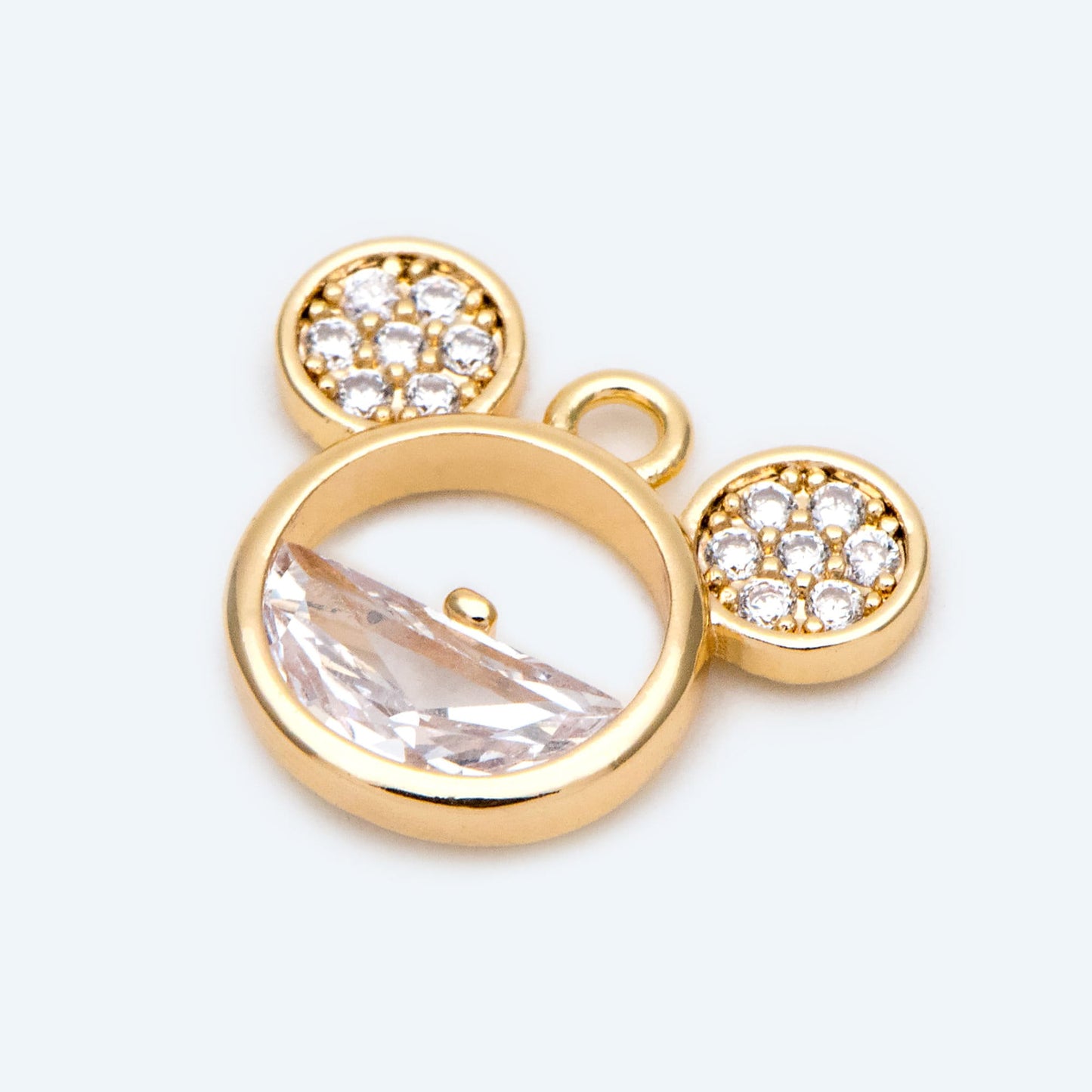 4pcs CZ Pave Mickey Mouse Charm Pendant, Jewelry Making, Diy Material, Jewelry Supplies (GB-2631)