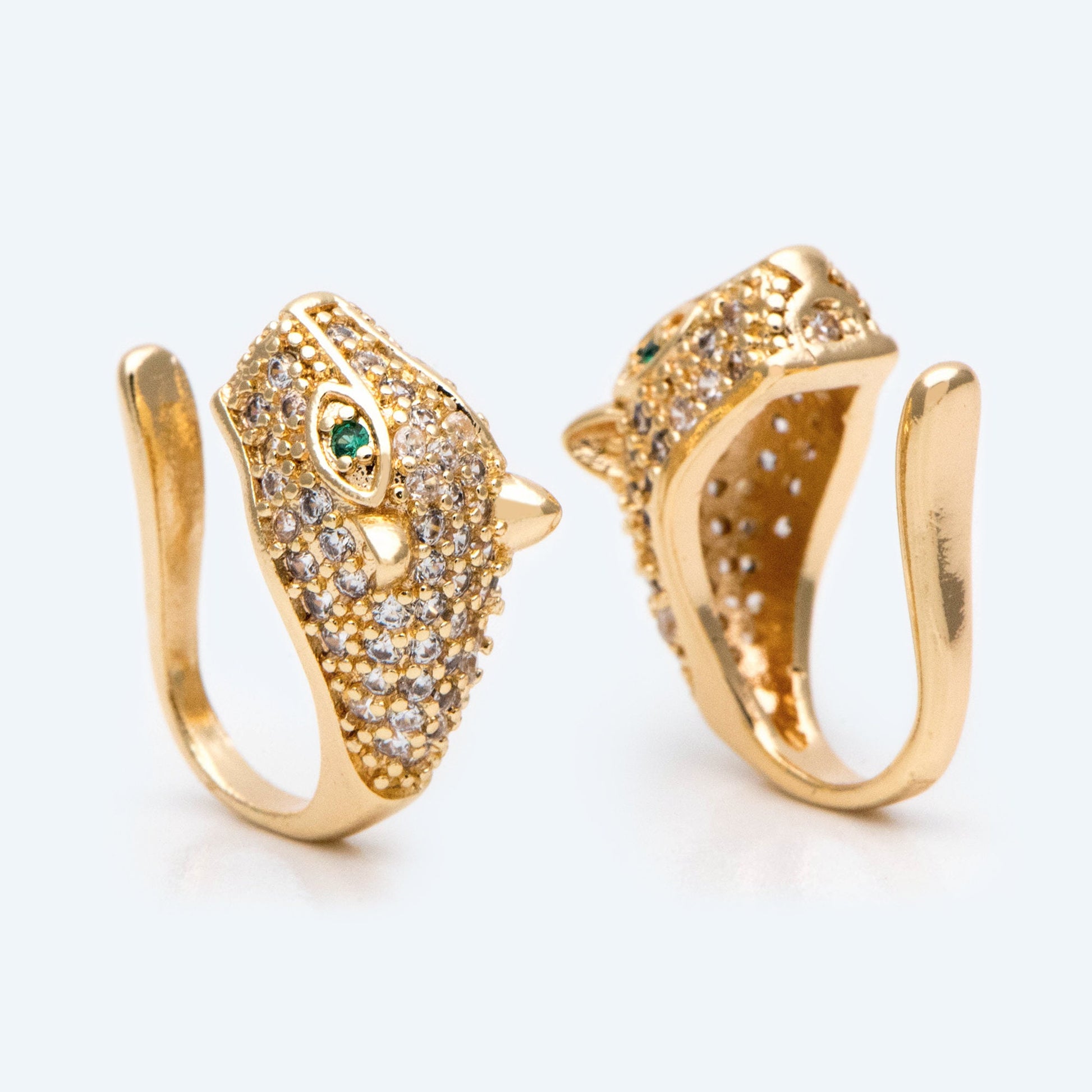 2pcs CZ Pave Leopard Ear Cuff, Cartilage, Dainty Earcuff Earring (GB-1665-B)