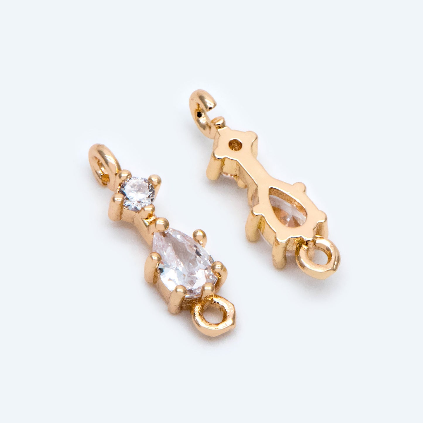 10pcs Rhinestone Teardrop Connectors, Crystal Drop Charms, 18K Gold Supplies, Diy Material (GB-2643)