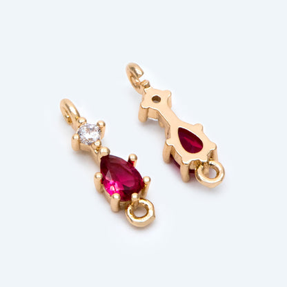 10pcs Rhinestone Teardrop Connectors, Crystal Drop Charms, 18K Gold Supplies, Diy Material (GB-2643)