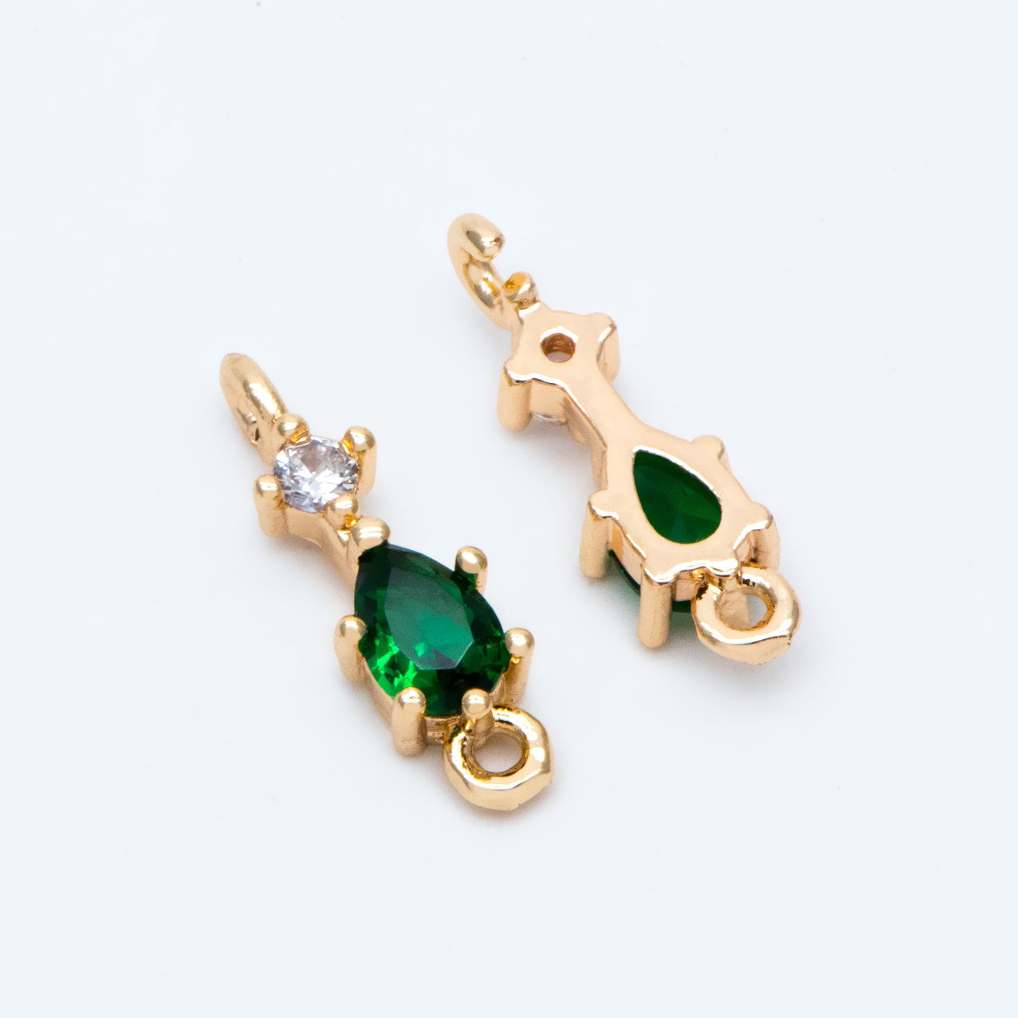 10pcs Rhinestone Teardrop Connectors, Crystal Drop Charms, 18K Gold Supplies, Diy Material (GB-2643)