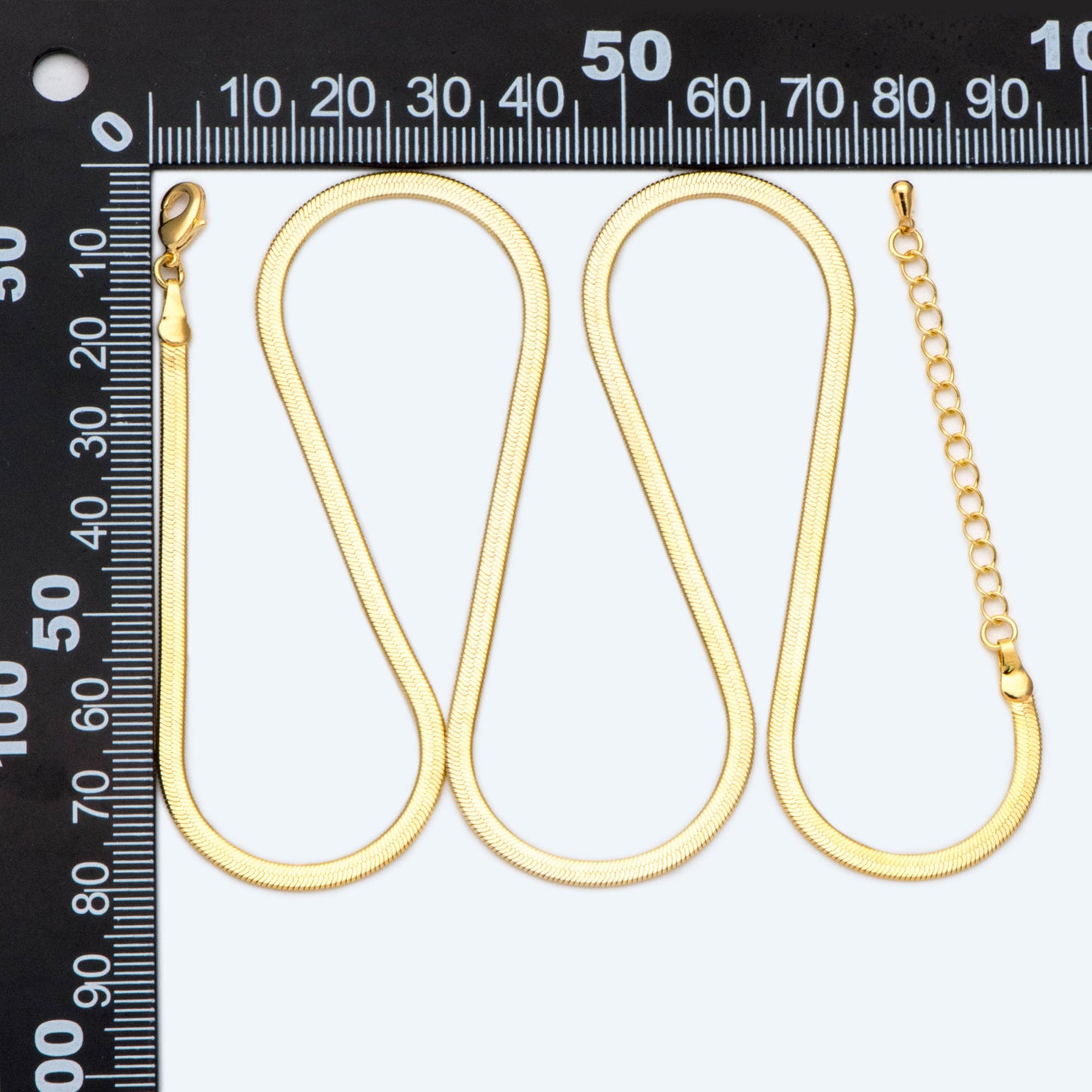 Gold/ Silver Tone Flat Snake Chain Braceket/ Necklaces, Adjustable with Extender Chain, Ready to Wear (#LK-488)