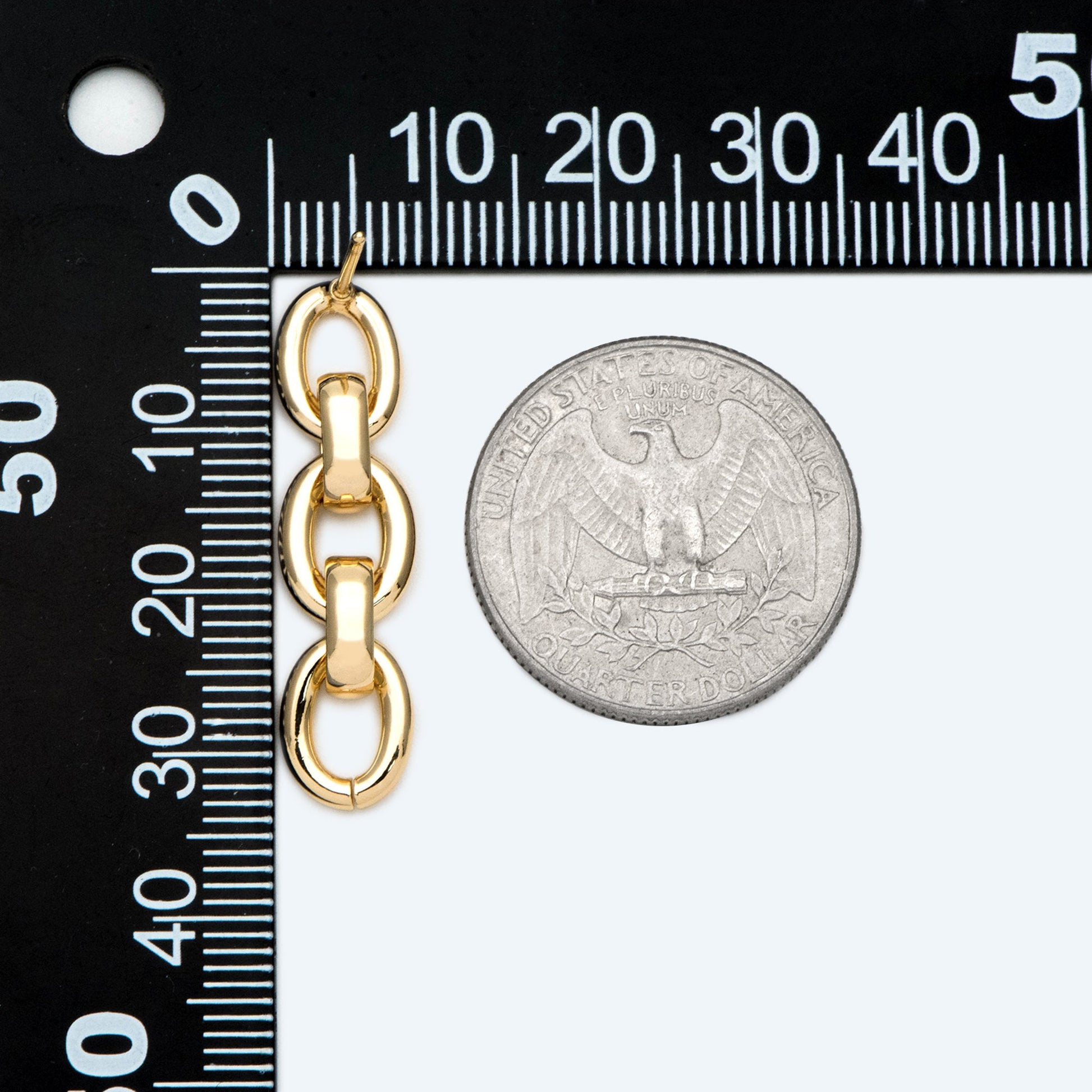 4pcs Chain Link Earring Studs, 18K Gold plated Brass, Oval Hoop Chain Ear Posts(GB-2652)