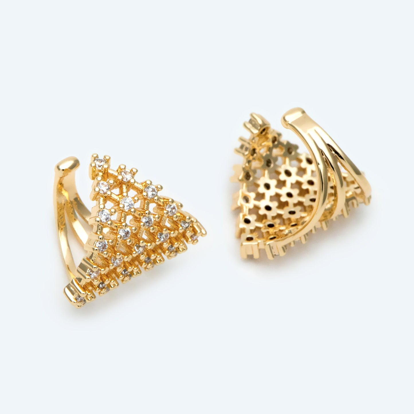 4pcs CZ Pave Gold Ear Cuffs, Dainty Ear Cuff, Delicate Ear Cuff, Ear Cuff No Piercing (GB-2655)