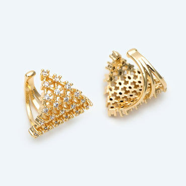 4pcs CZ Pave Gold Ear Cuffs, Dainty Ear Cuff, Delicate Ear Cuff, Ear Cuff No Piercing (GB-2655)