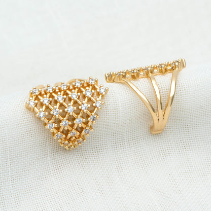 4pcs CZ Pave Gold Ear Cuffs, Dainty Ear Cuff, Delicate Ear Cuff, Ear Cuff No Piercing (GB-2655)