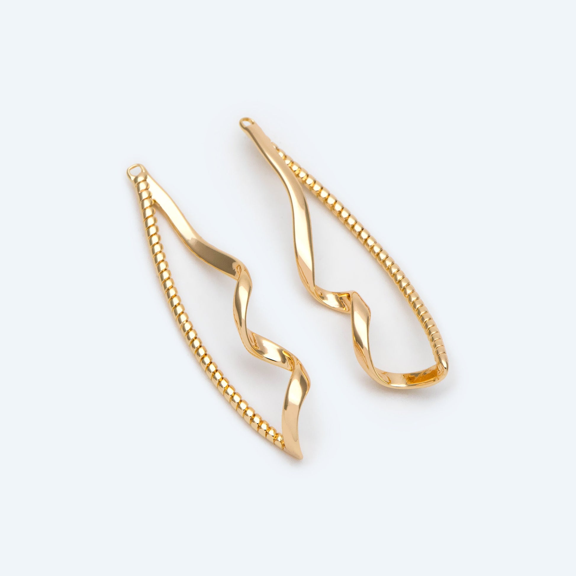 4pcs Gold plated Brass Twist Wire Pendants, Earring Component Charms (GB-2658)