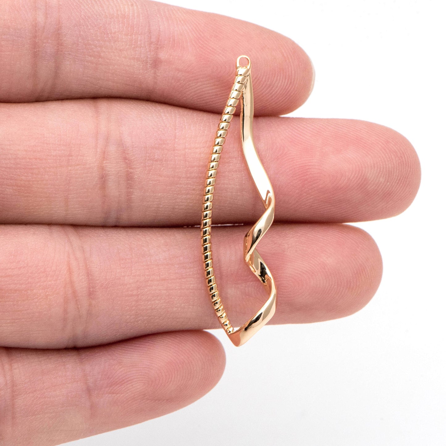 4pcs Gold plated Brass Twist Wire Pendants, Earring Component Charms (GB-2658)