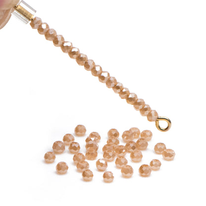 Crystal Faceted Rondelle Beads 2mm, Tiny Size Glass Spacer Beads, Sparkly Coffee Brown (BZ02-38) /150 beads