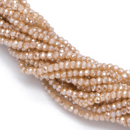 Crystal Faceted Rondelle Beads 2mm, Tiny Size Glass Spacer Beads, Sparkly Coffee Brown (BZ02-38) /150 beads