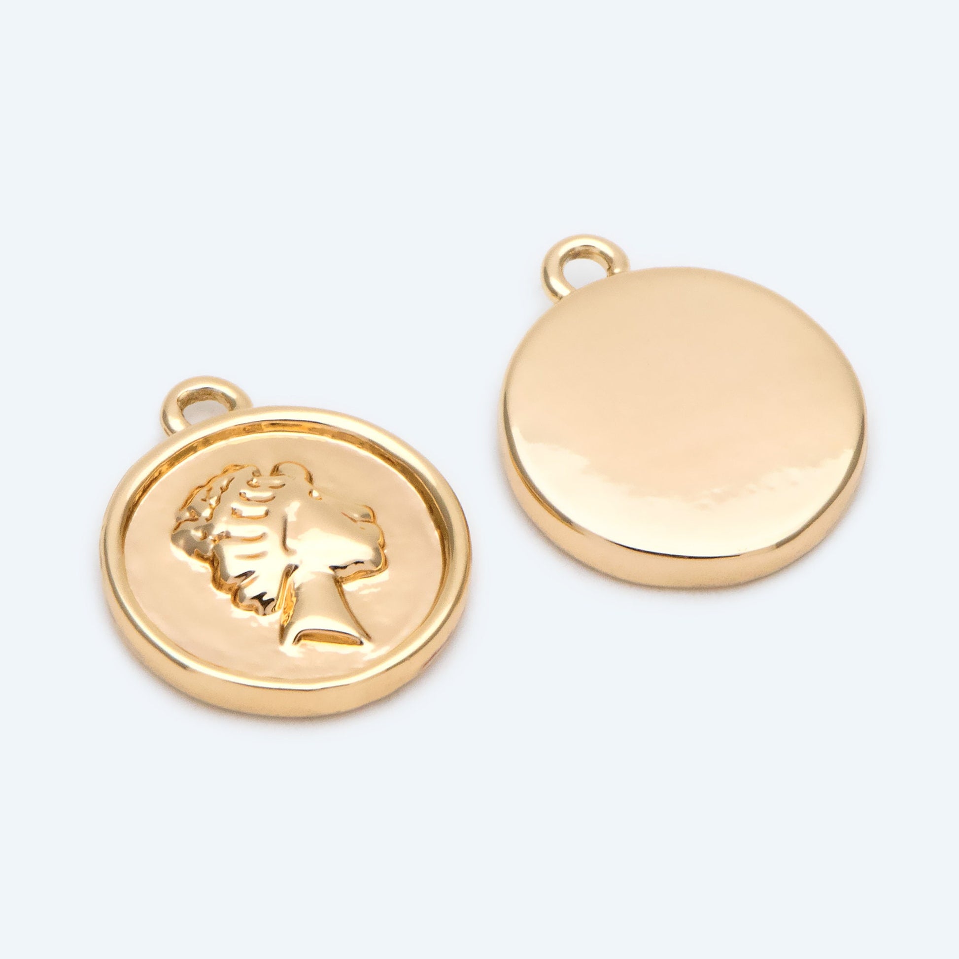 10pcs Gold Medallion Charm Pendant, Face Charm, Jewelry Supply (GB-2624)
