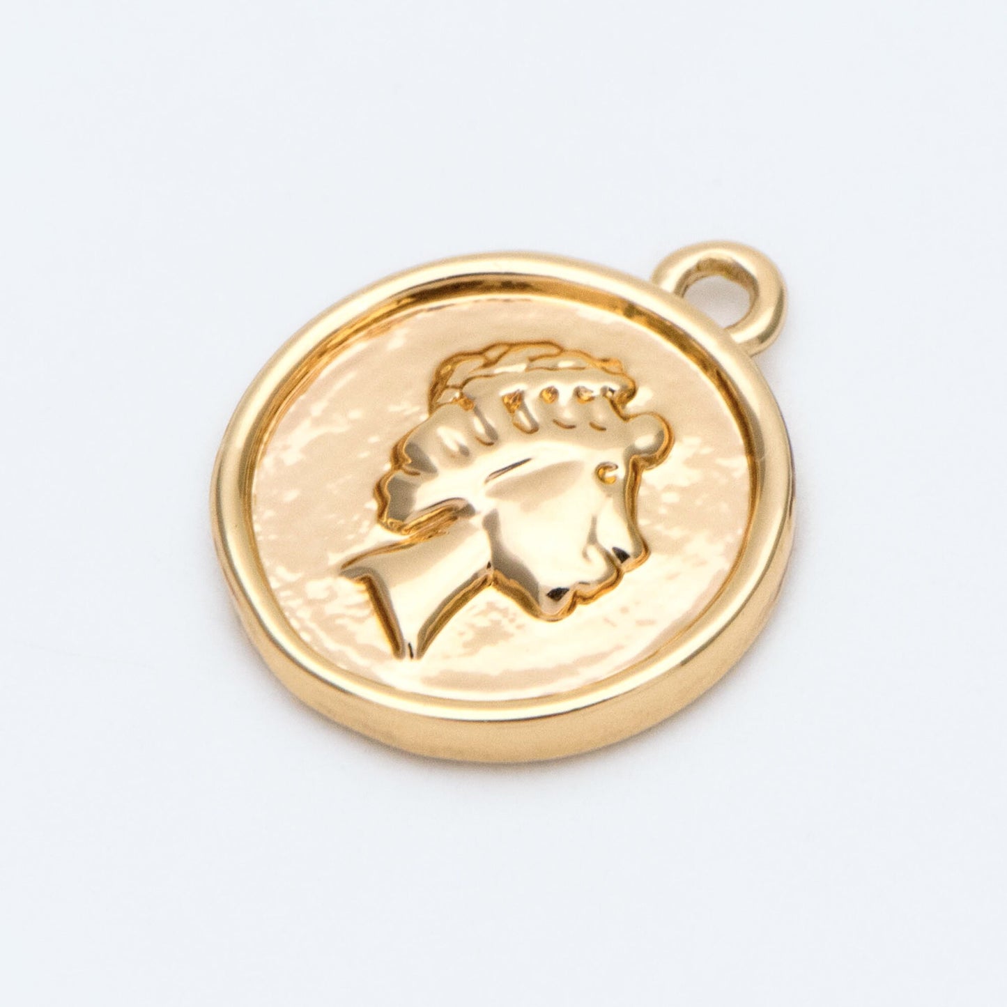 10pcs Gold Medallion Charm Pendant, Face Charm, Jewelry Supply (GB-2624)