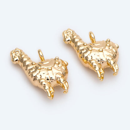 10pcs Gold 3D Alpaca Charm, Jewelry Making, Diy Material, Jewelry Supplies (GB-2707-G)