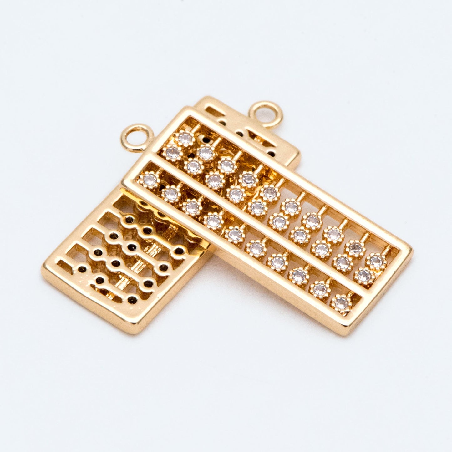 4pcs CZ Pave Gold Abacus Charm Pendant, Jewelry Making, Diy Material, Jewelry Supplies (GB-2675)