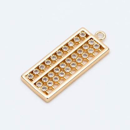 4pcs CZ Pave Gold Abacus Charm Pendant, Jewelry Making, Diy Material, Jewelry Supplies (GB-2675)