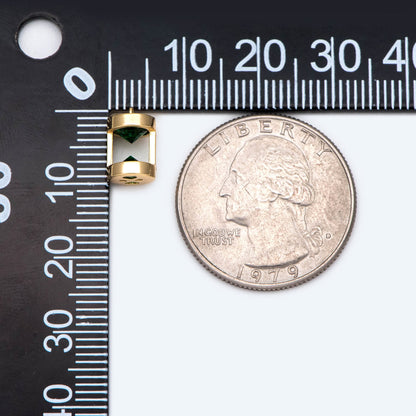 10pcs Gold Hourglass Charms, Emerald CZ Pave Hourglass Pendant (GB-1844-2)