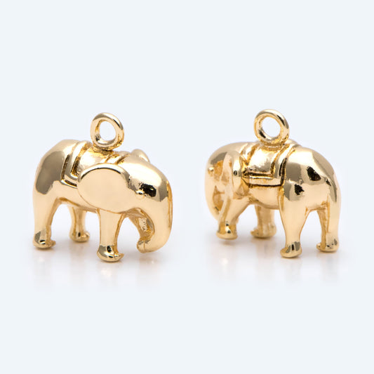 10pcs Gold Elephant Charm Pendant, Jewelry Making, Diy Material, Jewelry Supplies (GB-2707-C)