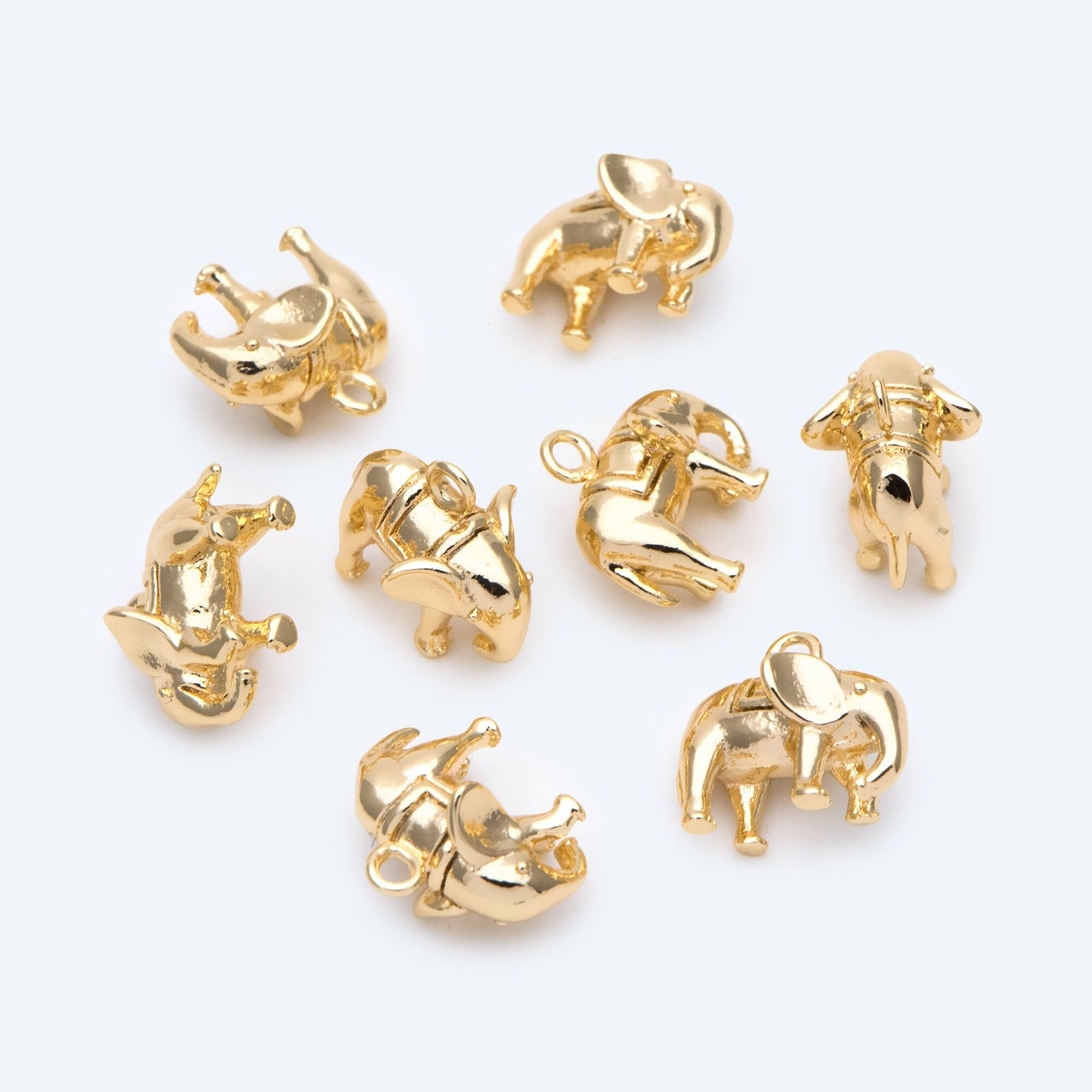 10pcs Gold Elephant Charm Pendant, Jewelry Making, Diy Material, Jewelry Supplies (GB-2707-C)