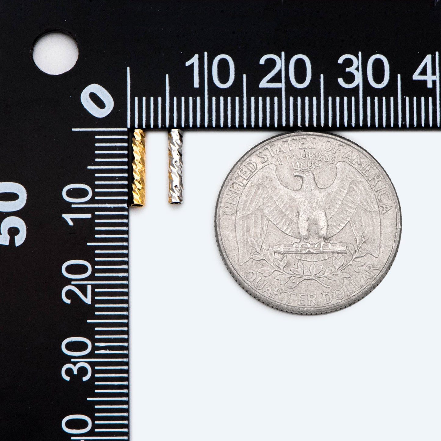 50pcs Gold/ Silver Tube Beads 10x2mm, Gold/ Rhodium plated Brass, Straight Tube Spacers (GB-2699)