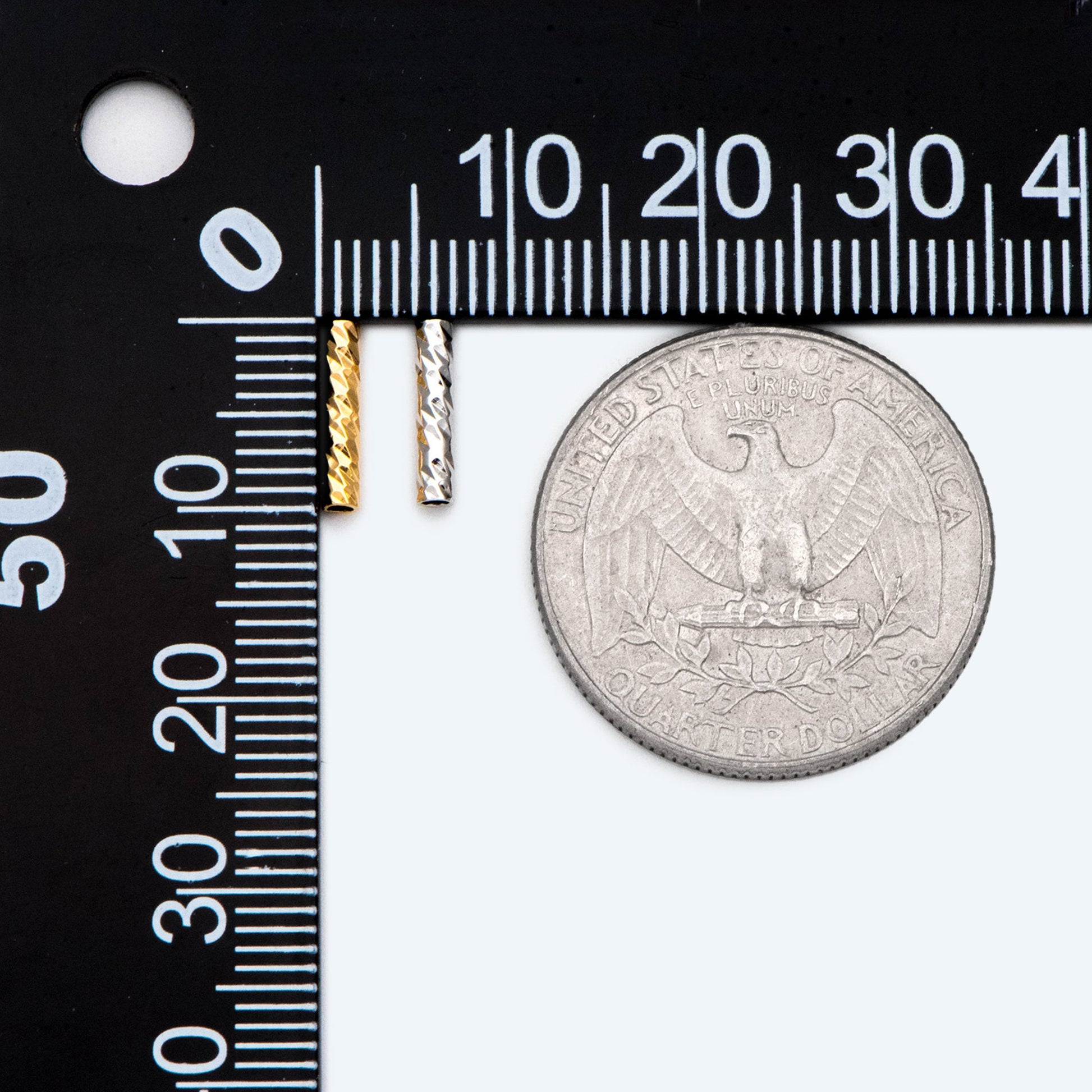 50pcs Gold/ Silver Tube Beads 10x2mm, Gold/ Rhodium plated Brass, Straight Tube Spacers (GB-2699)