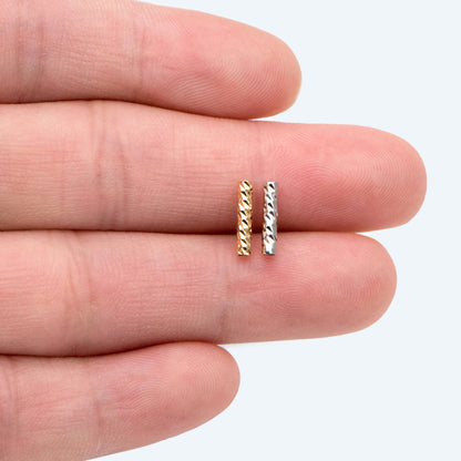 50pcs Gold/ Silver Tube Beads 10x2mm, Gold/ Rhodium plated Brass, Straight Tube Spacers (GB-2699)
