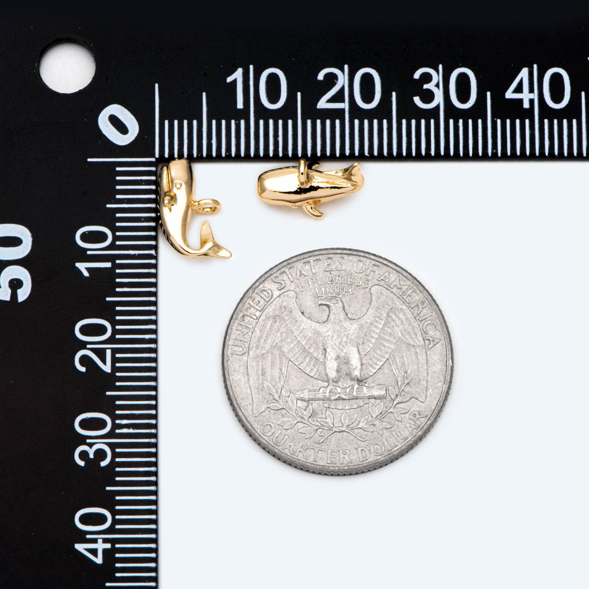 4pcs Gold Whale charm, 3D Whale Charm, Whale pendant (GB-2560-A)