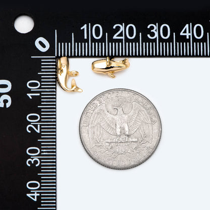 4pcs Gold Whale charm, 3D Whale Charm, Whale pendant (GB-2560-A)