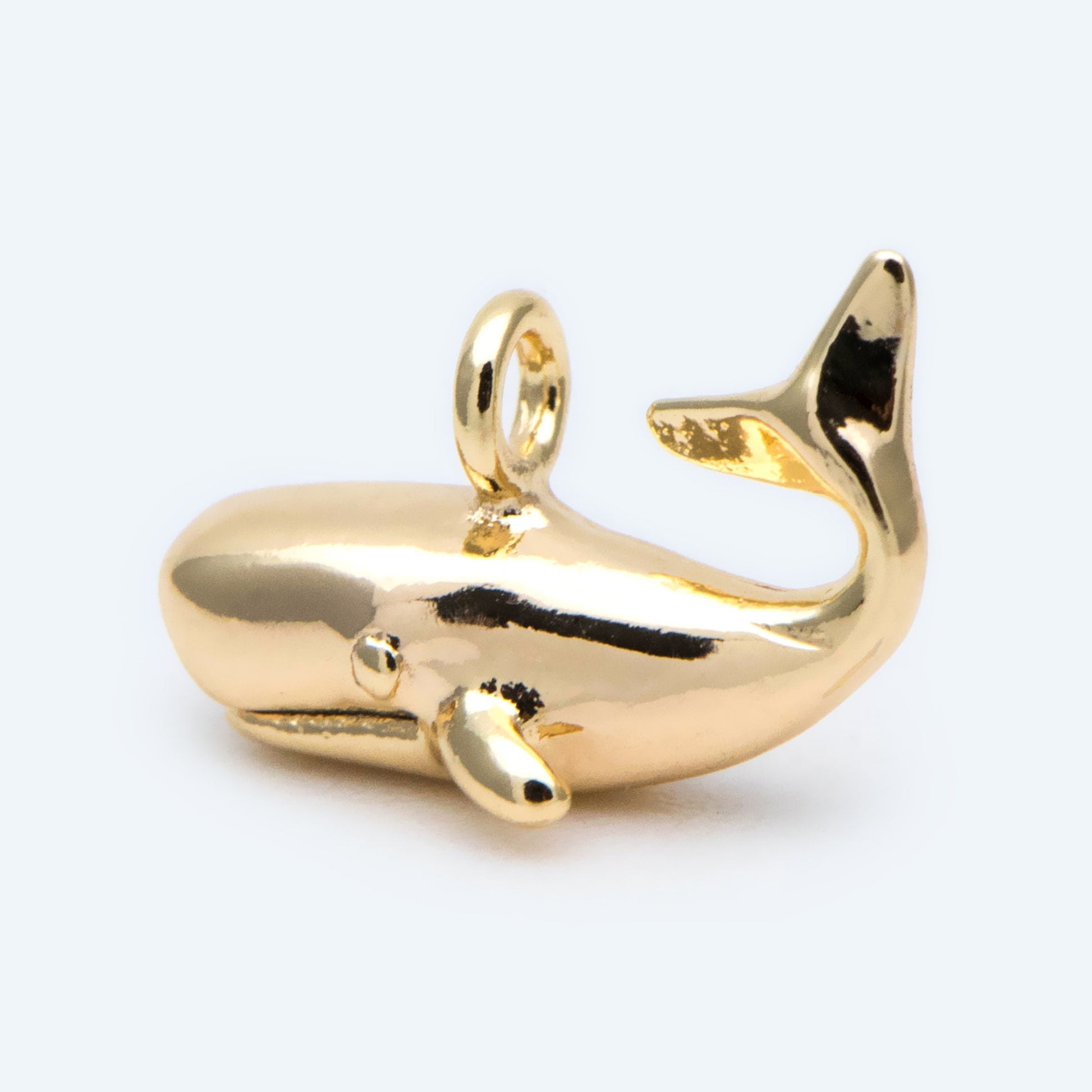 4pcs Gold Whale charm, 3D Whale Charm, Whale pendant (GB-2560-A)
