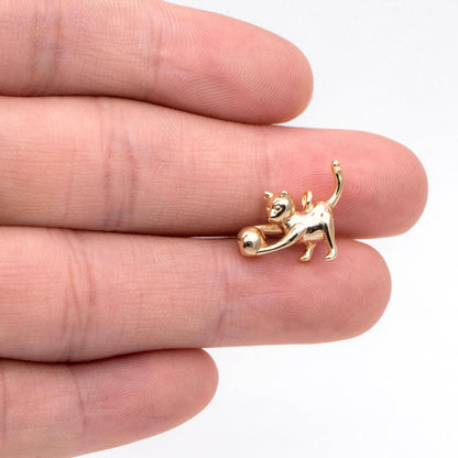 10pcs Gold 3D Cat Charm, Jewelry Making, Diy Material, Jewelry Supplies (GB-2707-A)