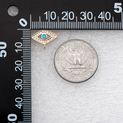 4pcs CZ Pave Evil Eye Earring Stud with Loop, Real Gold plated Brass, Cubic Zirconia Paved Eye Earrings (GB-2678)