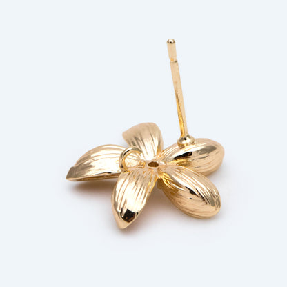 10pcs CZ Pave Gold Flower Earring with Loop, Gold Plated Brass, Jewelry Making, Diy Material, Jewelry Supplies (GB-2683)