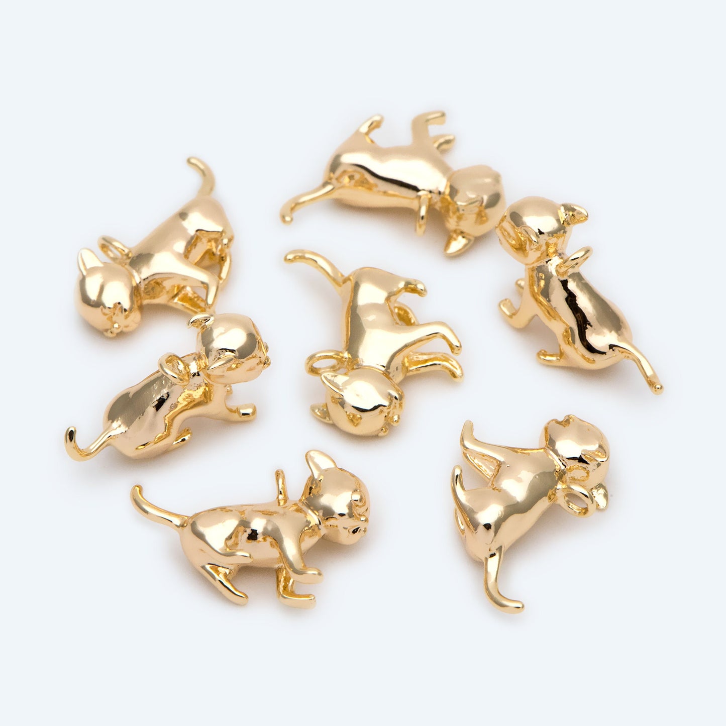 10pcs Gold 3D Dog Charm, Jewelry Making, Diy Material, Jewelry Supplies (GB-2668-B)