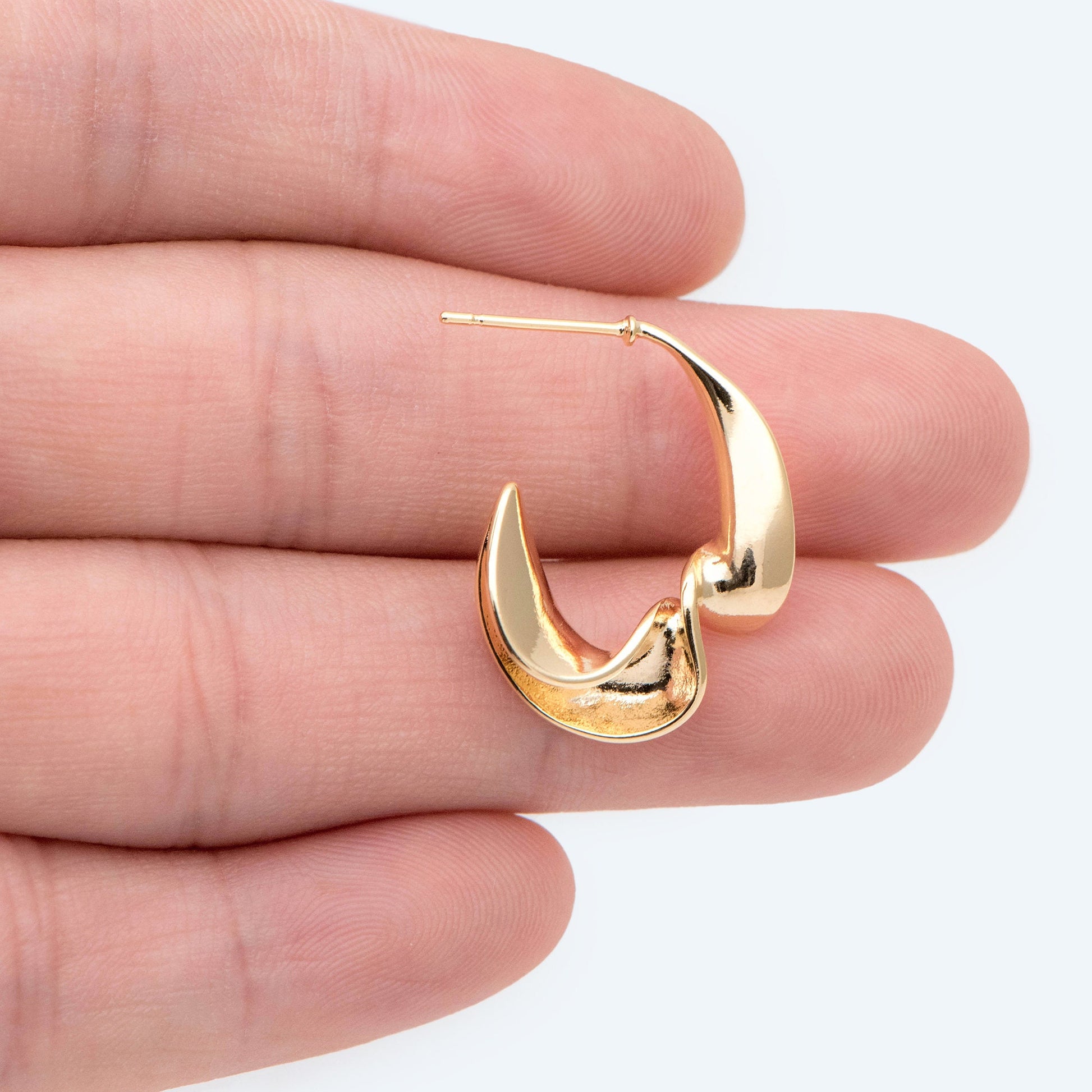 4pcs Gold Twist Ear Posts, Gold plated Brass, Geometric Stud Earrings (GB-2686)