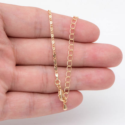 Flat Bar Chain Necklaces 1.8mm, Finished Dainty Necklace with Extender Chain, Ready to Wear 16-20 Inch Adjustable (#LK-472)